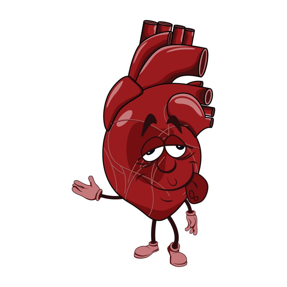 vector de personaje de dibujos animados de corazón con expresión facial.