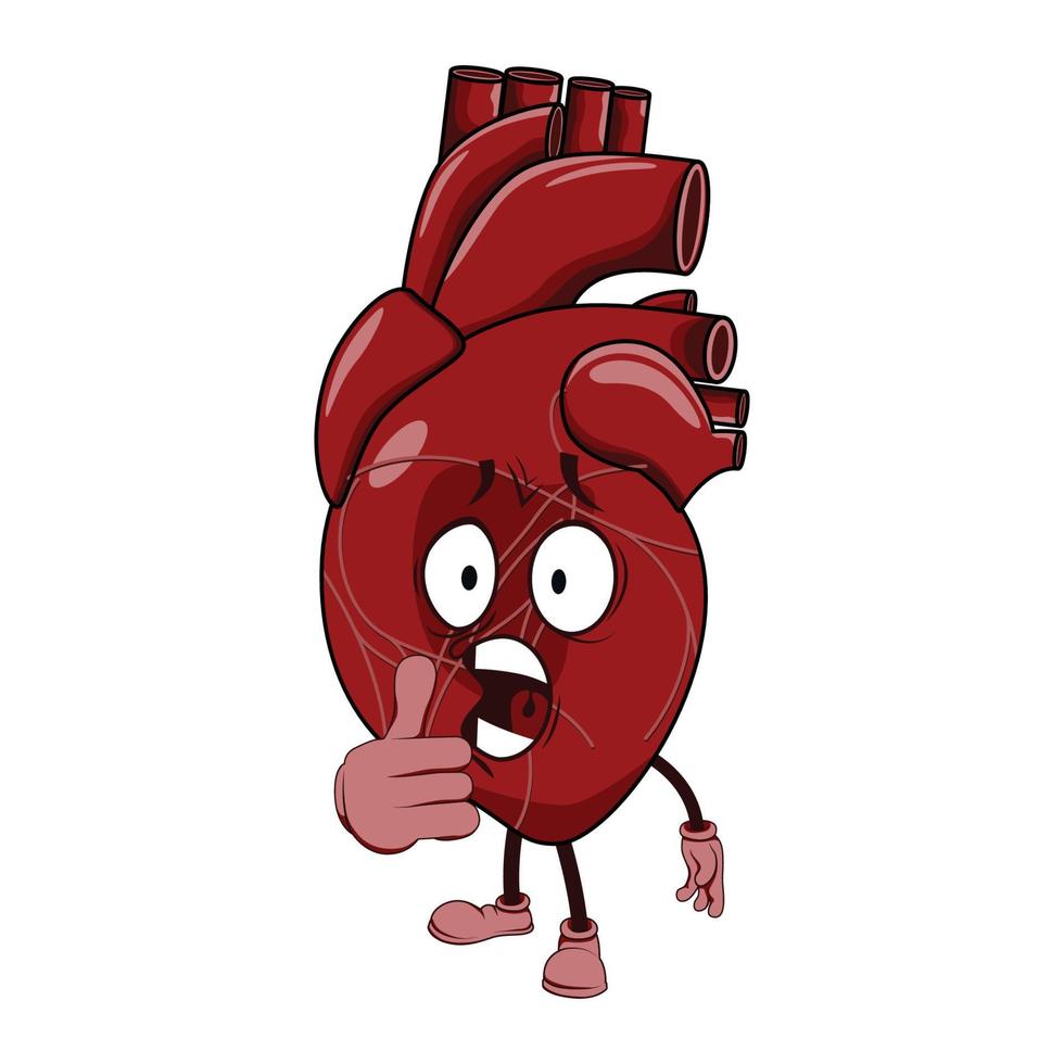 Vector of heart cartoon character with face expression.