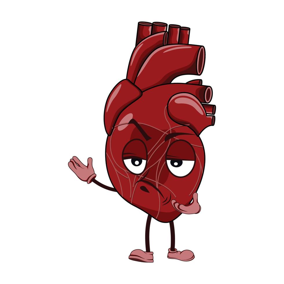 Vector of heart cartoon character with face expression.