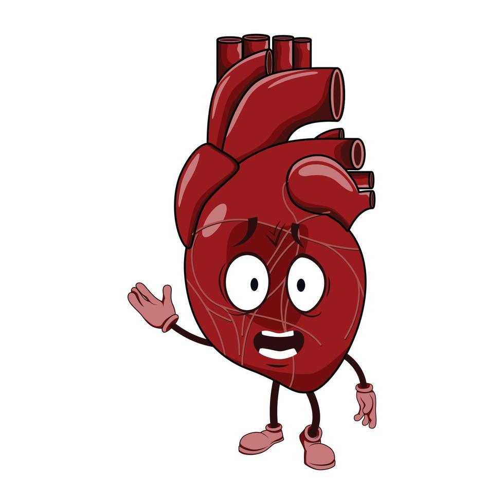 Vector of heart cartoon character with face expression.