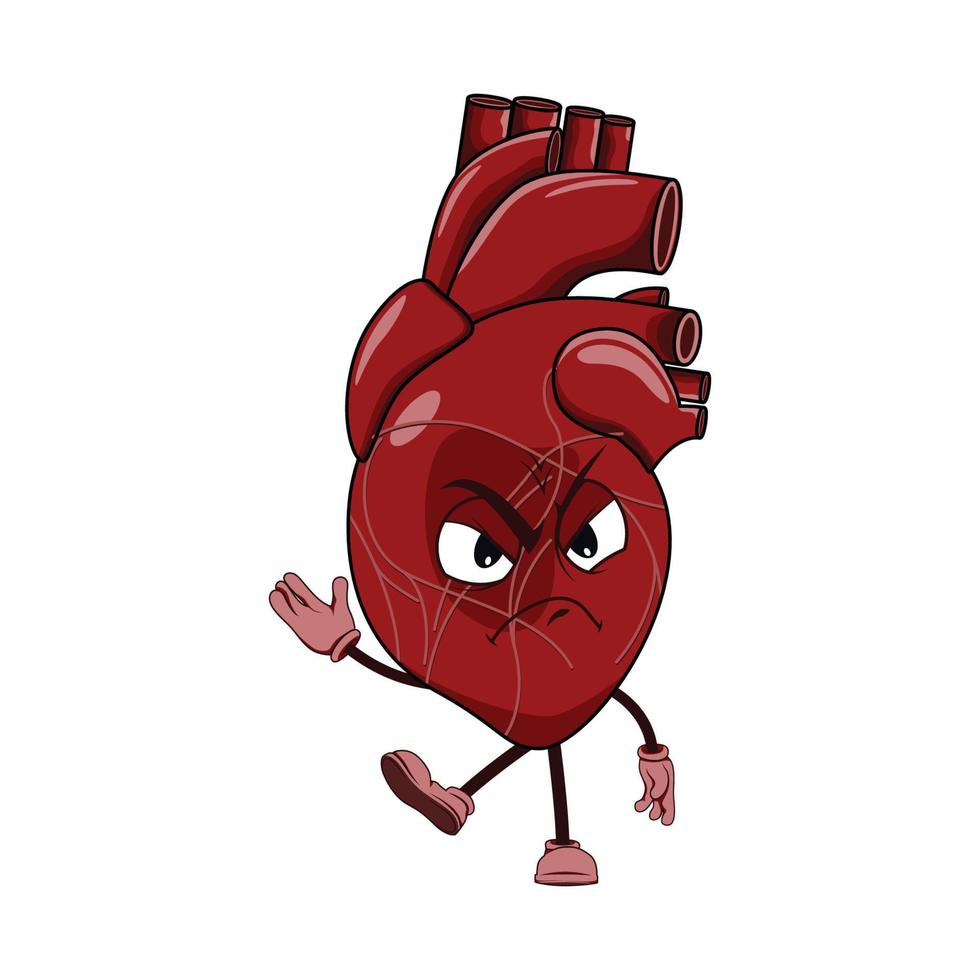 Vector of heart cartoon character with face expression.