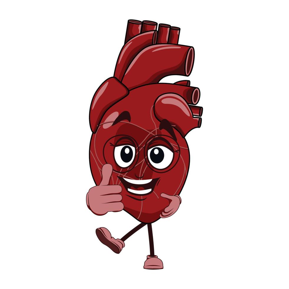 Vector of heart cartoon character with face expression.