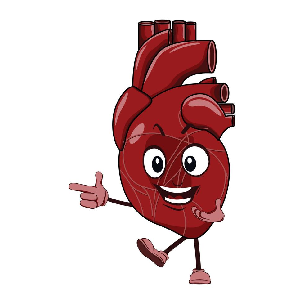 Vector of heart cartoon character with face expression.
