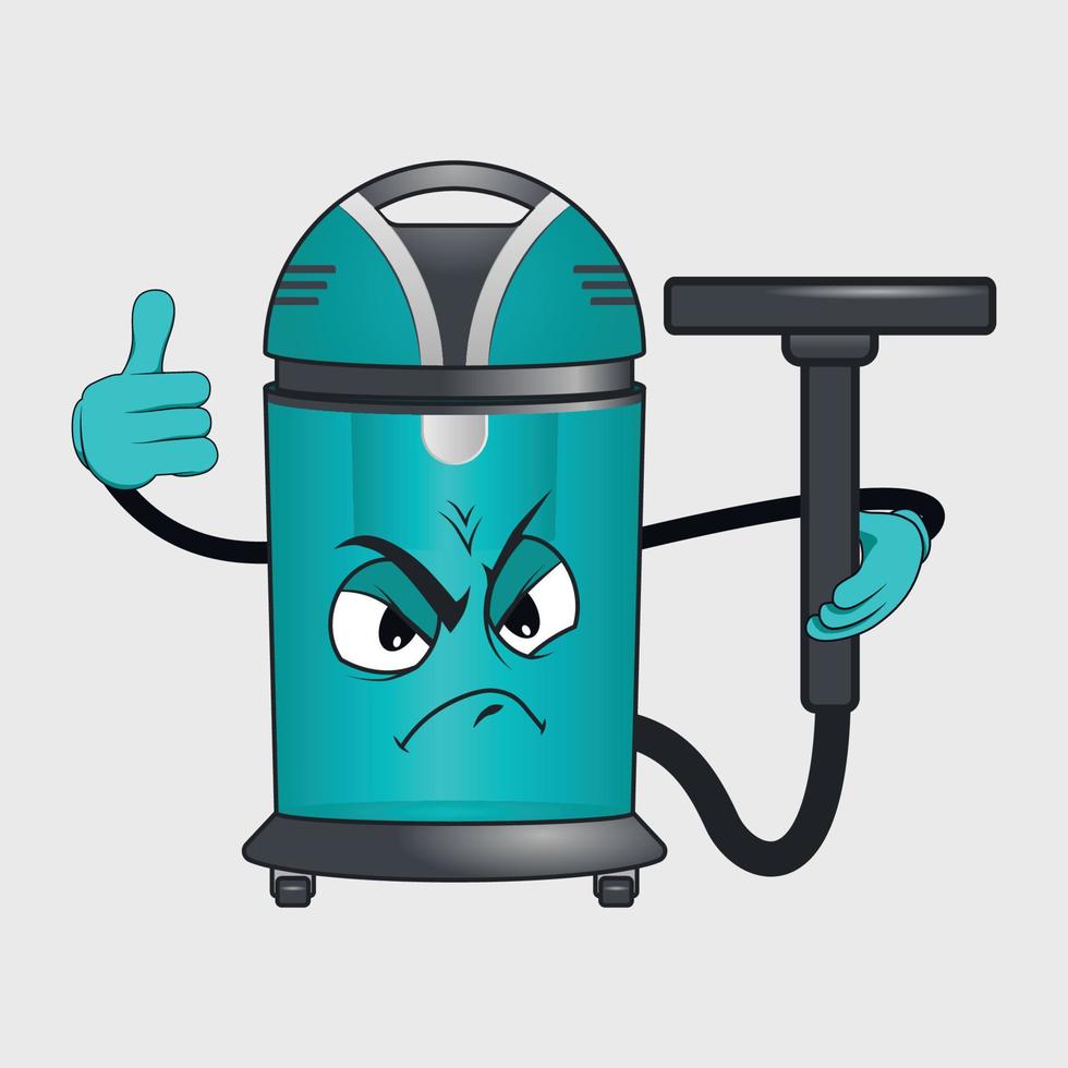 Vacuum cleaner cartoon character with facial expression vector