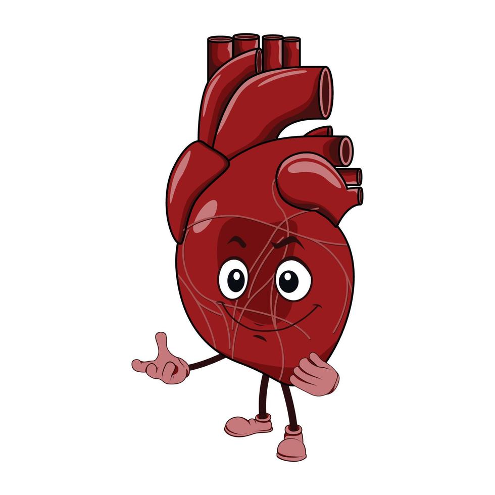 Vector of heart cartoon character with face expression.