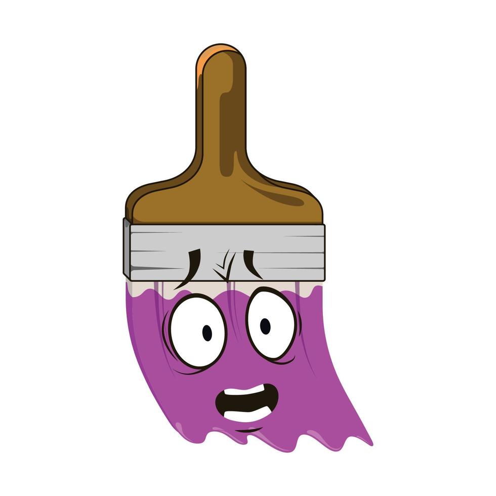 Vector of paint brush cartoon character with face expression.