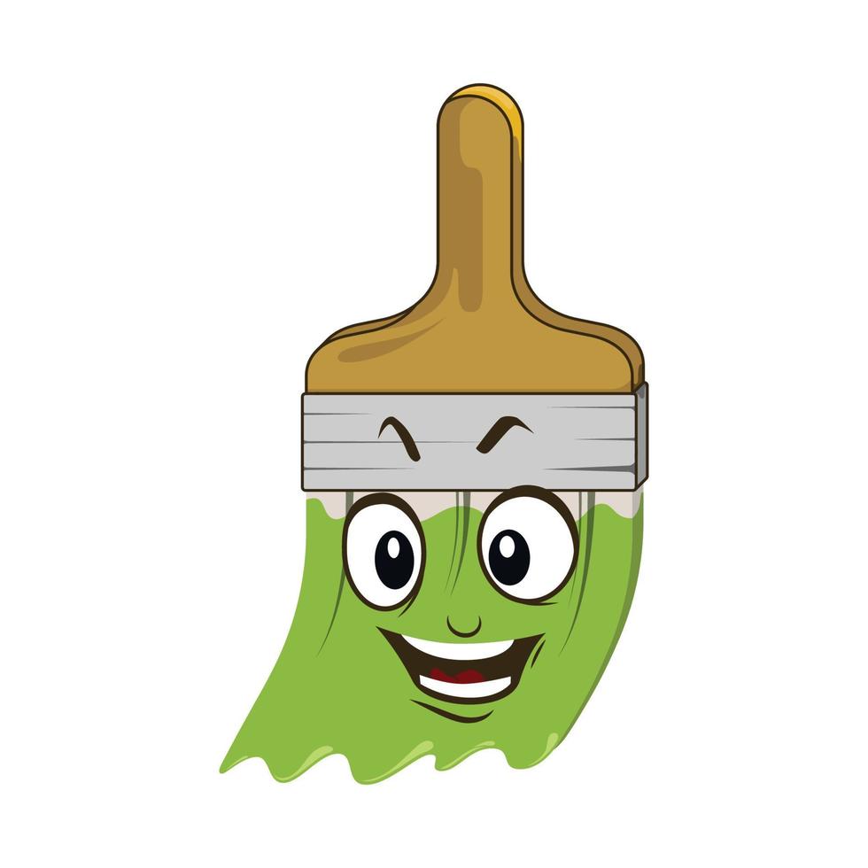 Vector of paint brush cartoon character with face expression.