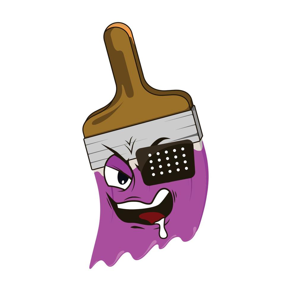 Vector of paint brush cartoon character with face expression.