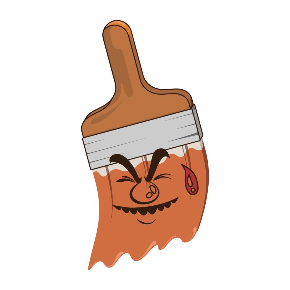 Vector of paint brush cartoon character with face expression.