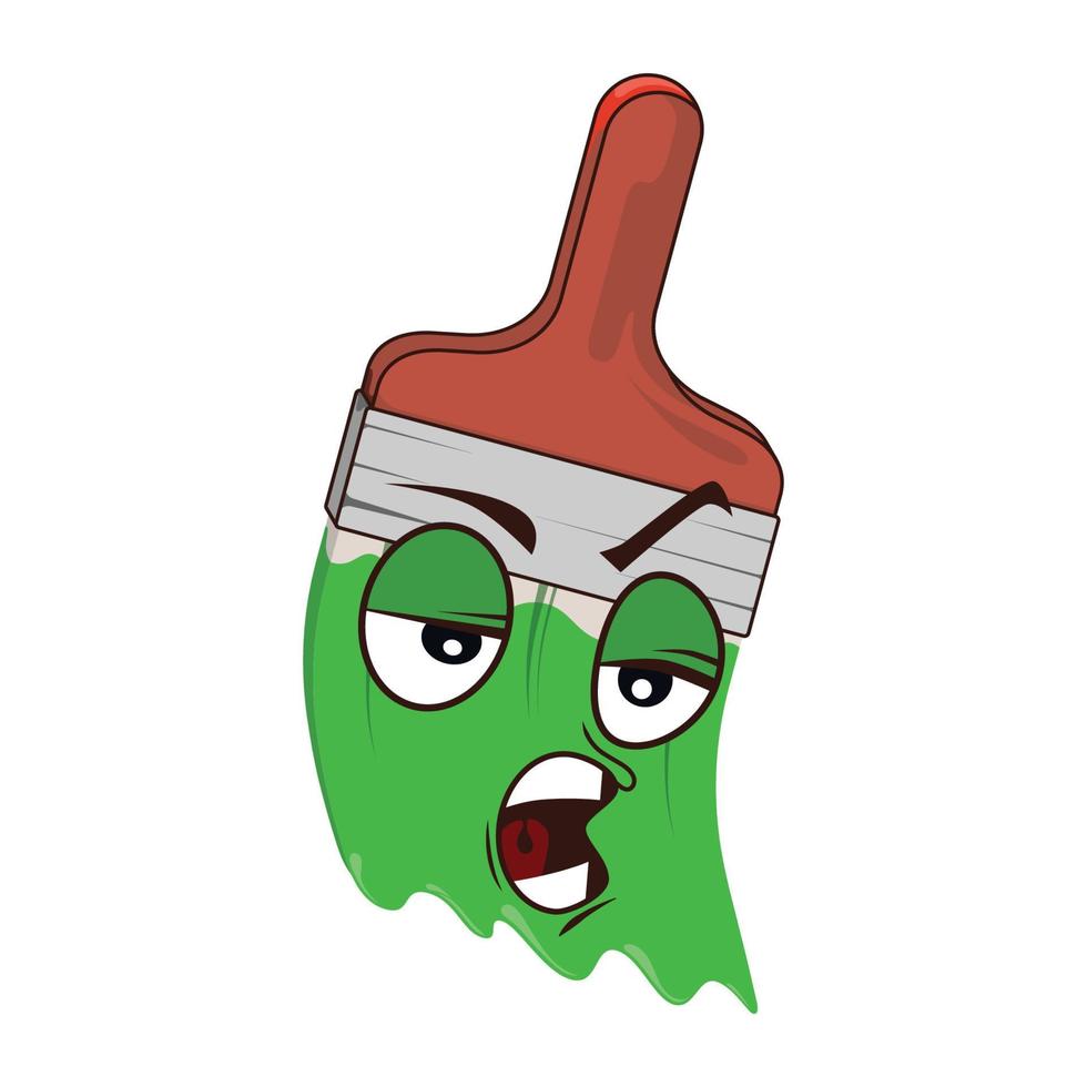 Vector of paint brush cartoon character with face expression.