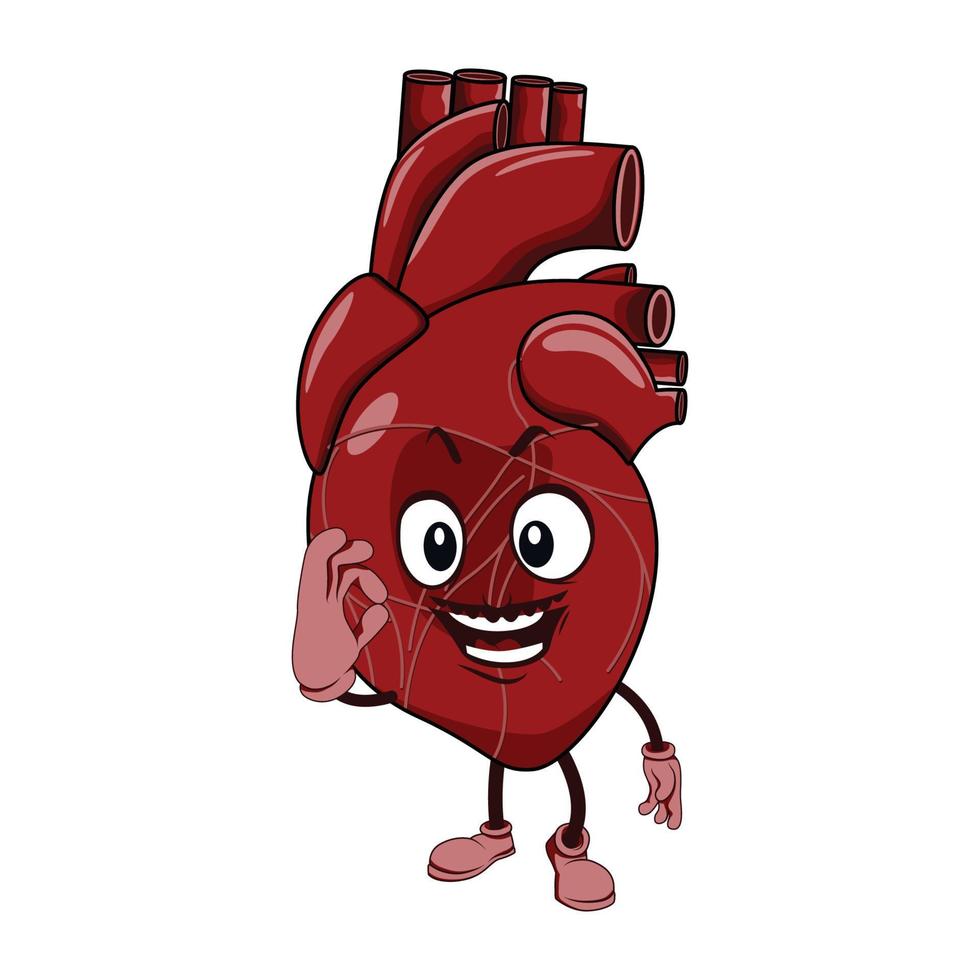 Vector of heart cartoon character with face expression.
