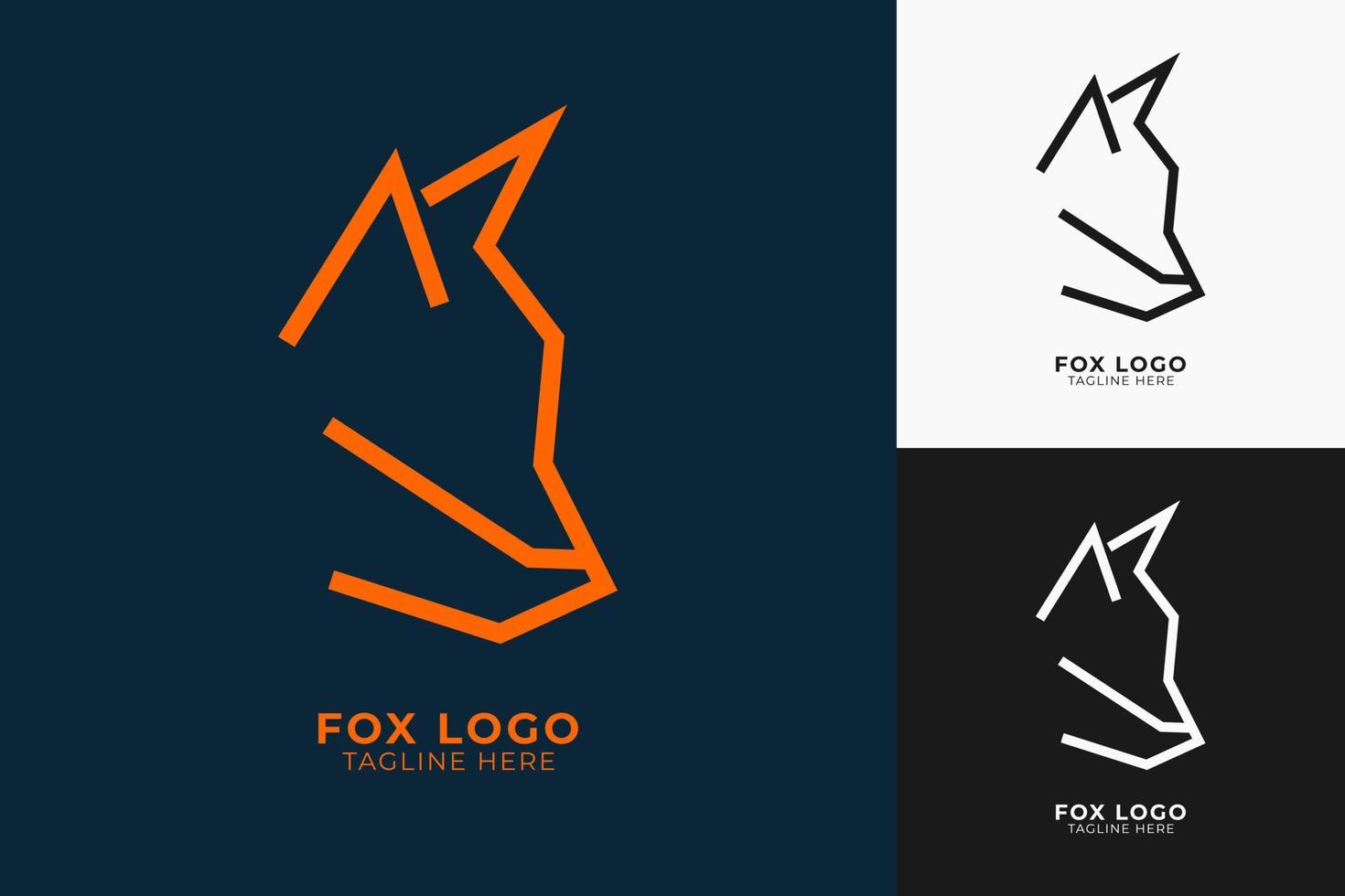 Fox logo minimalist design. modern shape unique head fox logo design vector