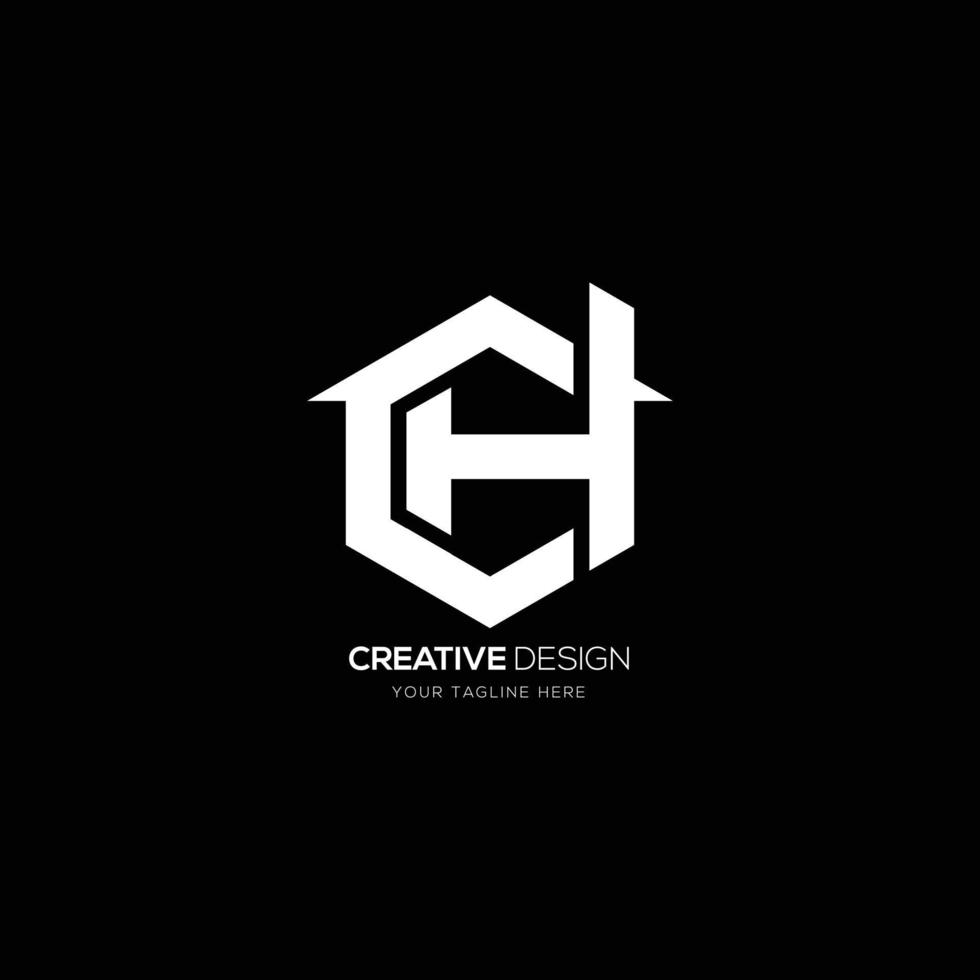 Modern letter C H hexagon real estate logo vector