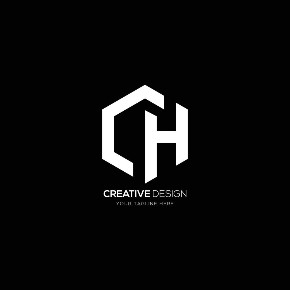 Hexagon shape C H letter modern logo vector