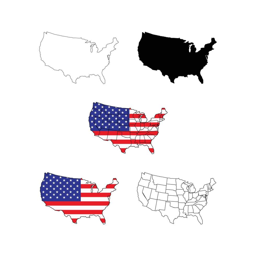 estados unidos de américa mapa y bandera vector logo