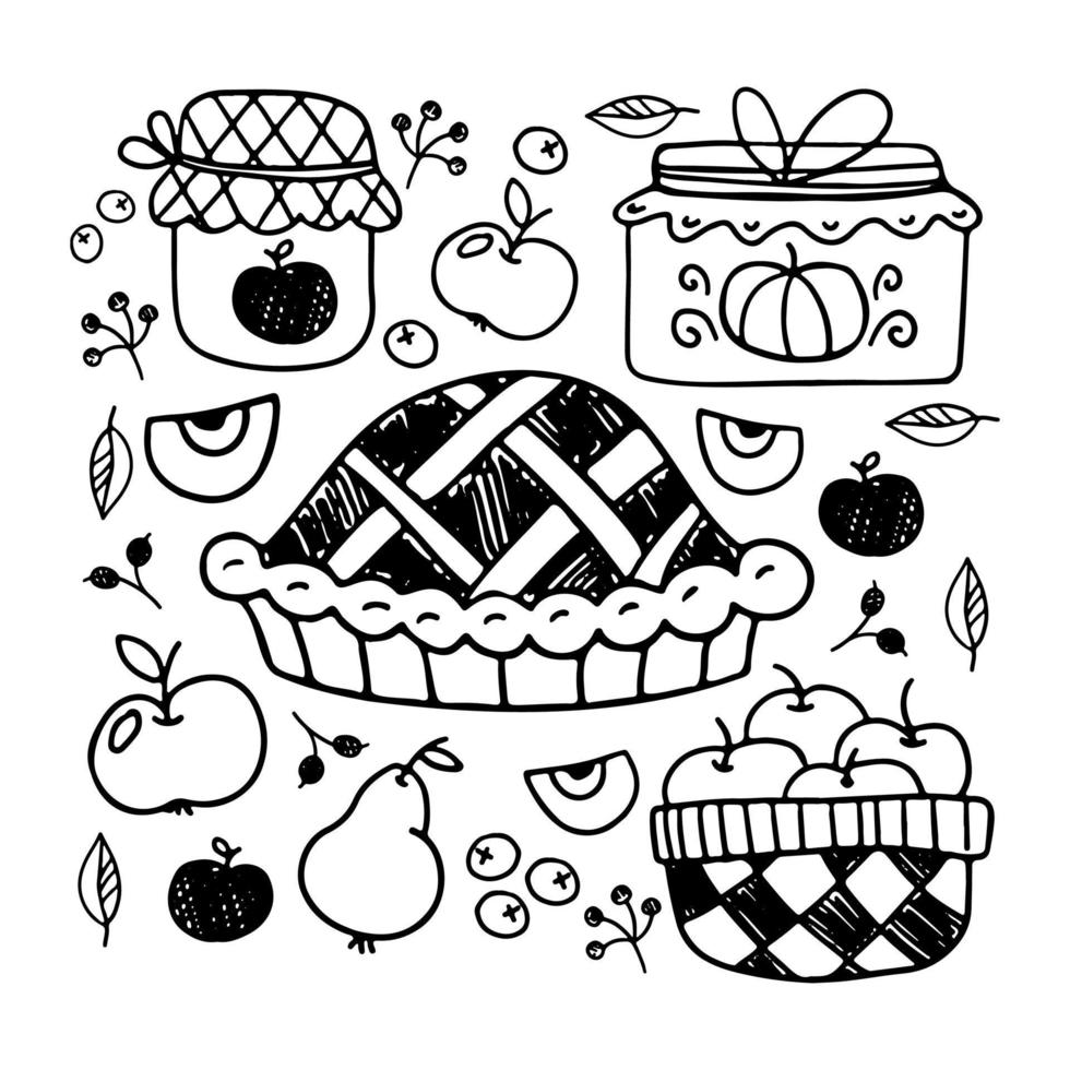 colección de bocetos de elementos de la fiesta del té. vector