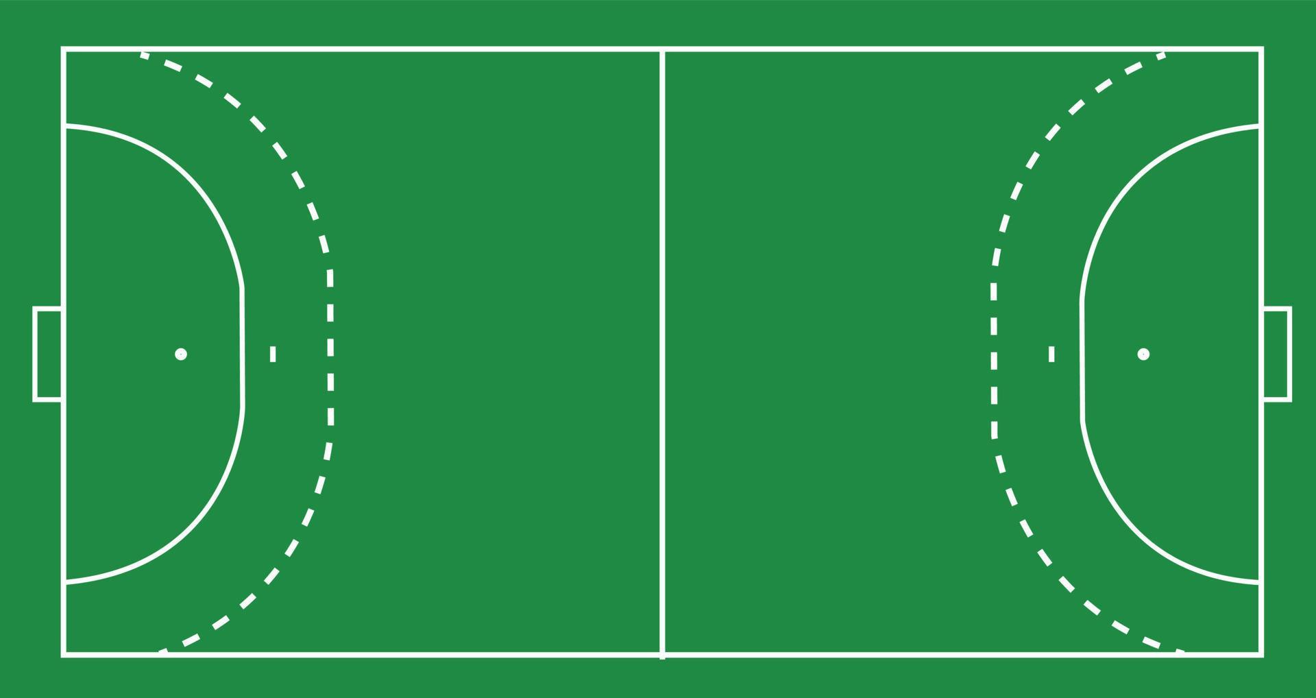 Handball field with line template. flat style. Green field Handball