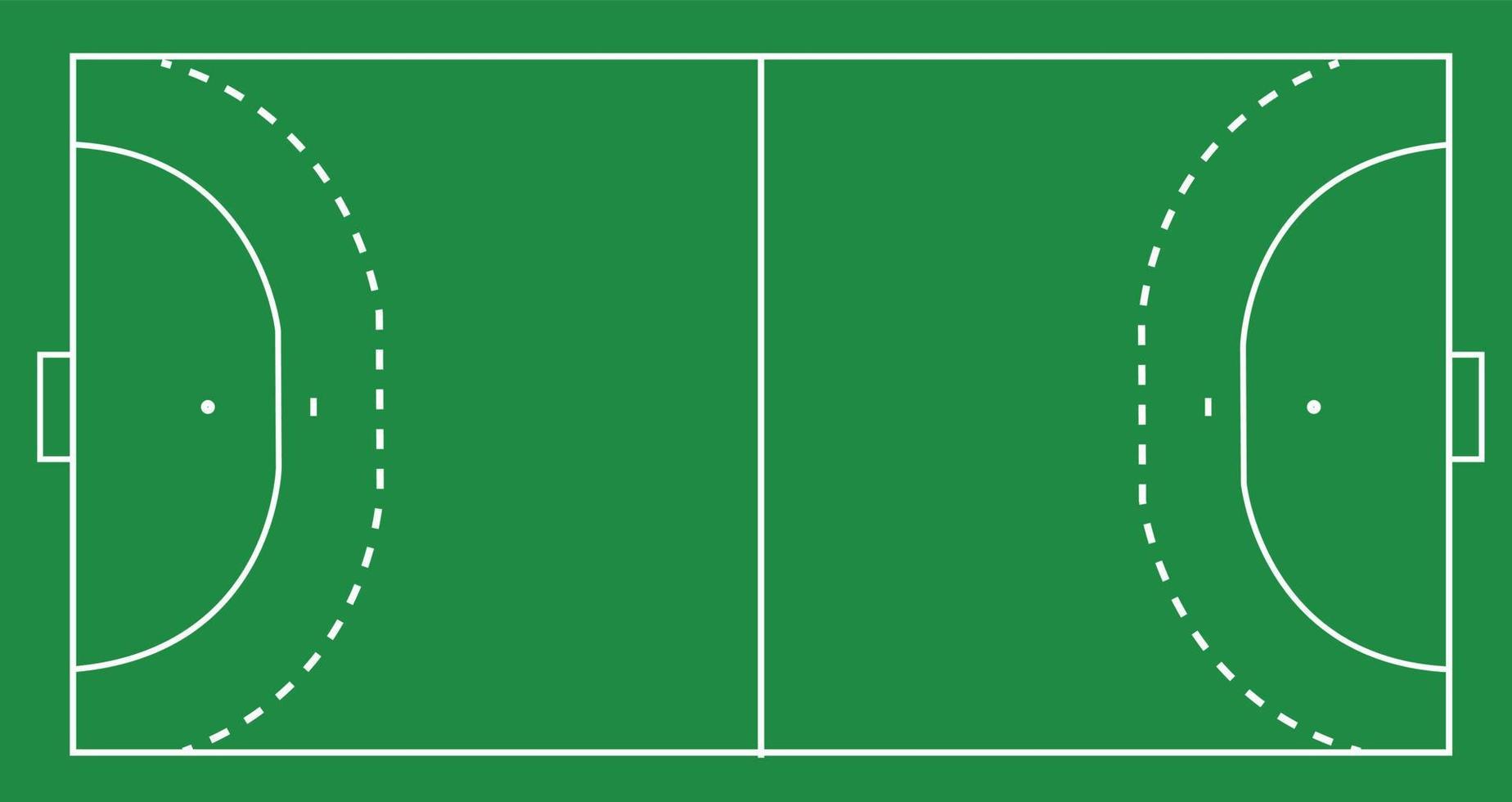 campo de balonmano con plantilla de línea. estilo plano césped de balonmano de campo verde. marcado de campo de balonmano. estilo plano vector