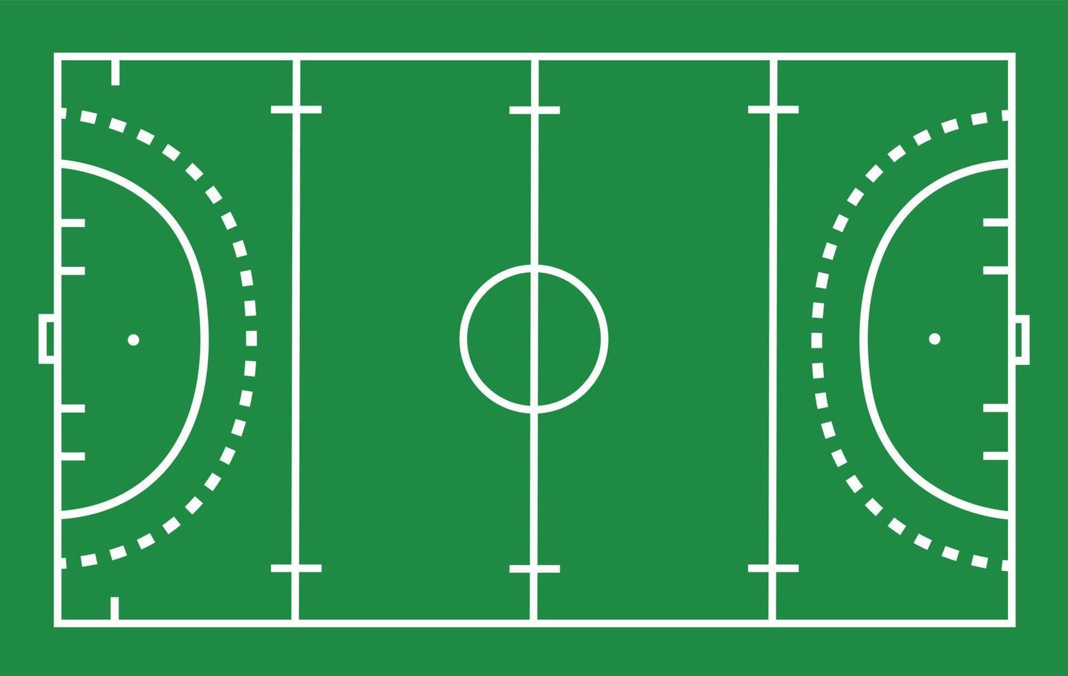 hierba de hockey sobre césped verde. campo de hockey con plantilla de línea. marcado de hockey sobre césped. estilo plano vector