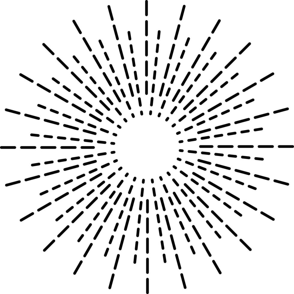 rayos sobre fondo blanco. símbolo dibujado de los rayos del sol. signo lineal de luz solar. estilo plano vector