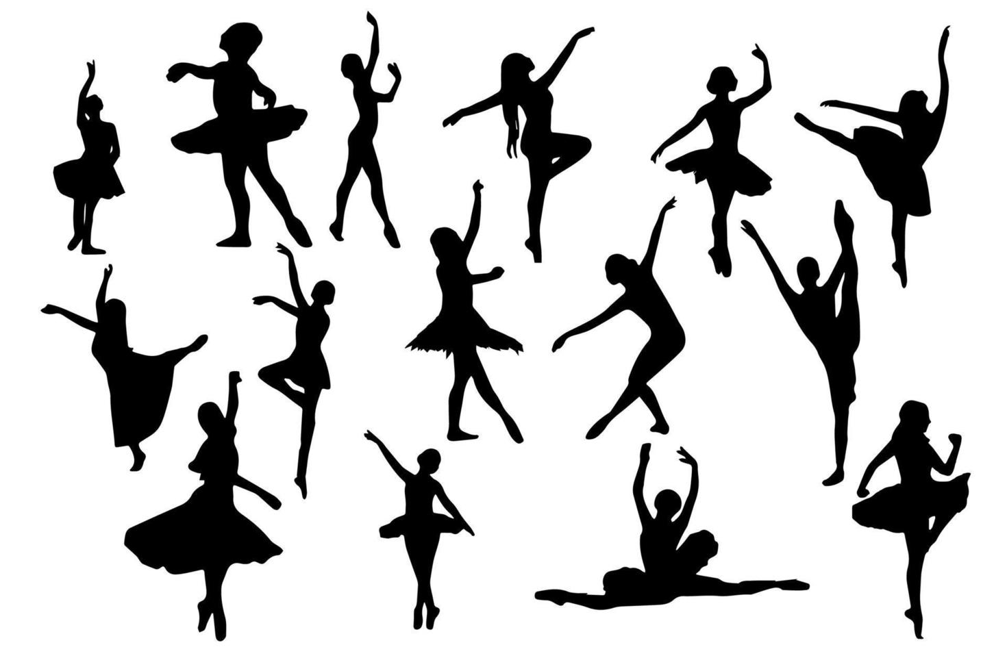 Female ballet dancer silhouette collection vector