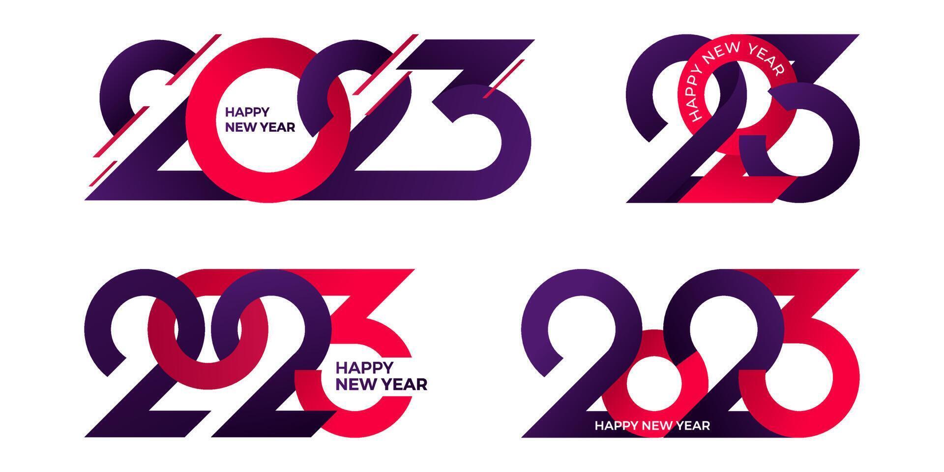 happy new year 2023 number design set. collection of 2023 new year number text effect vector