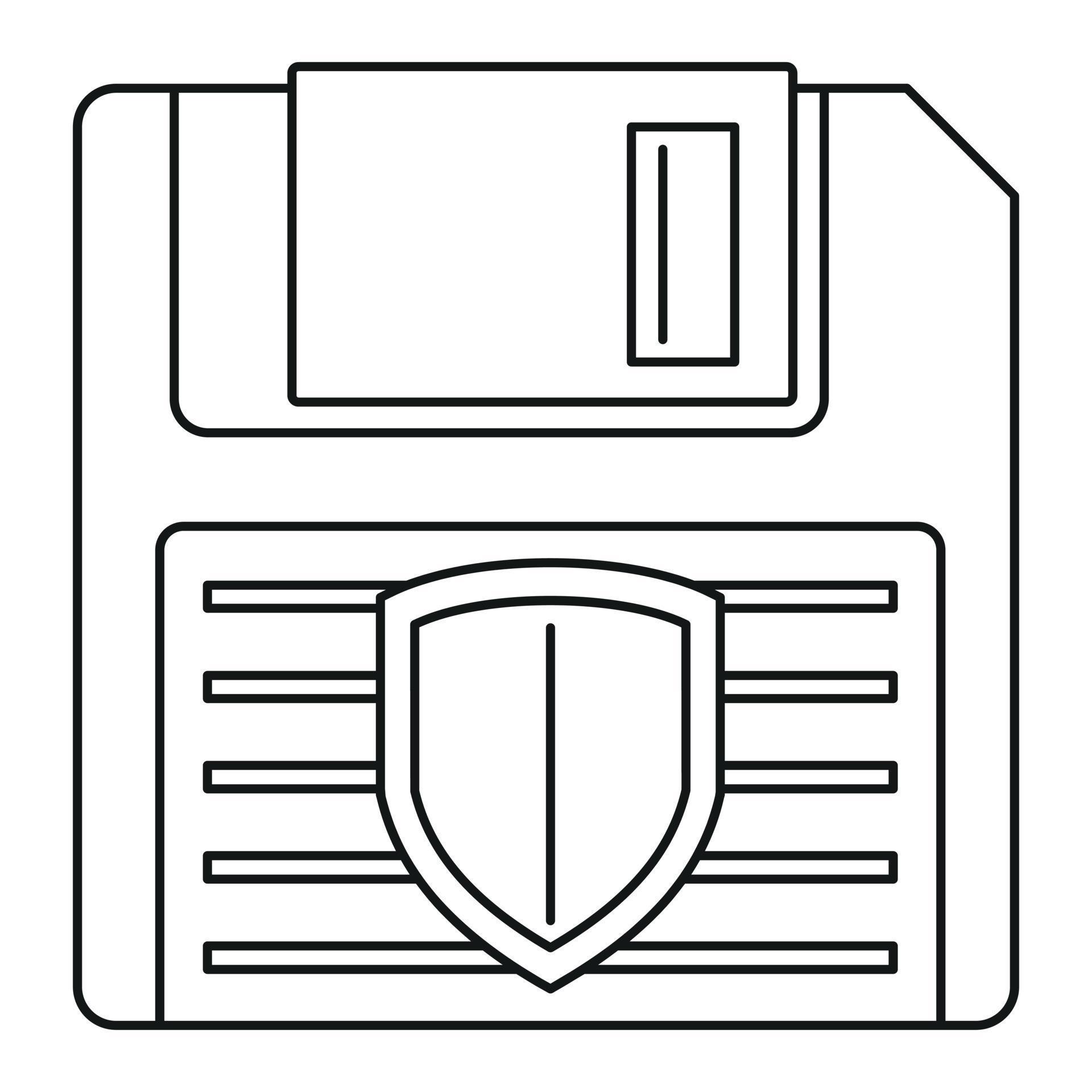 Floppy disk protected icon, outline style 14434847 Vector Art at Vecteezy