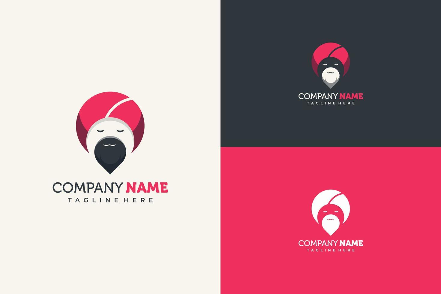 logo guru mascot with turban and beard vector