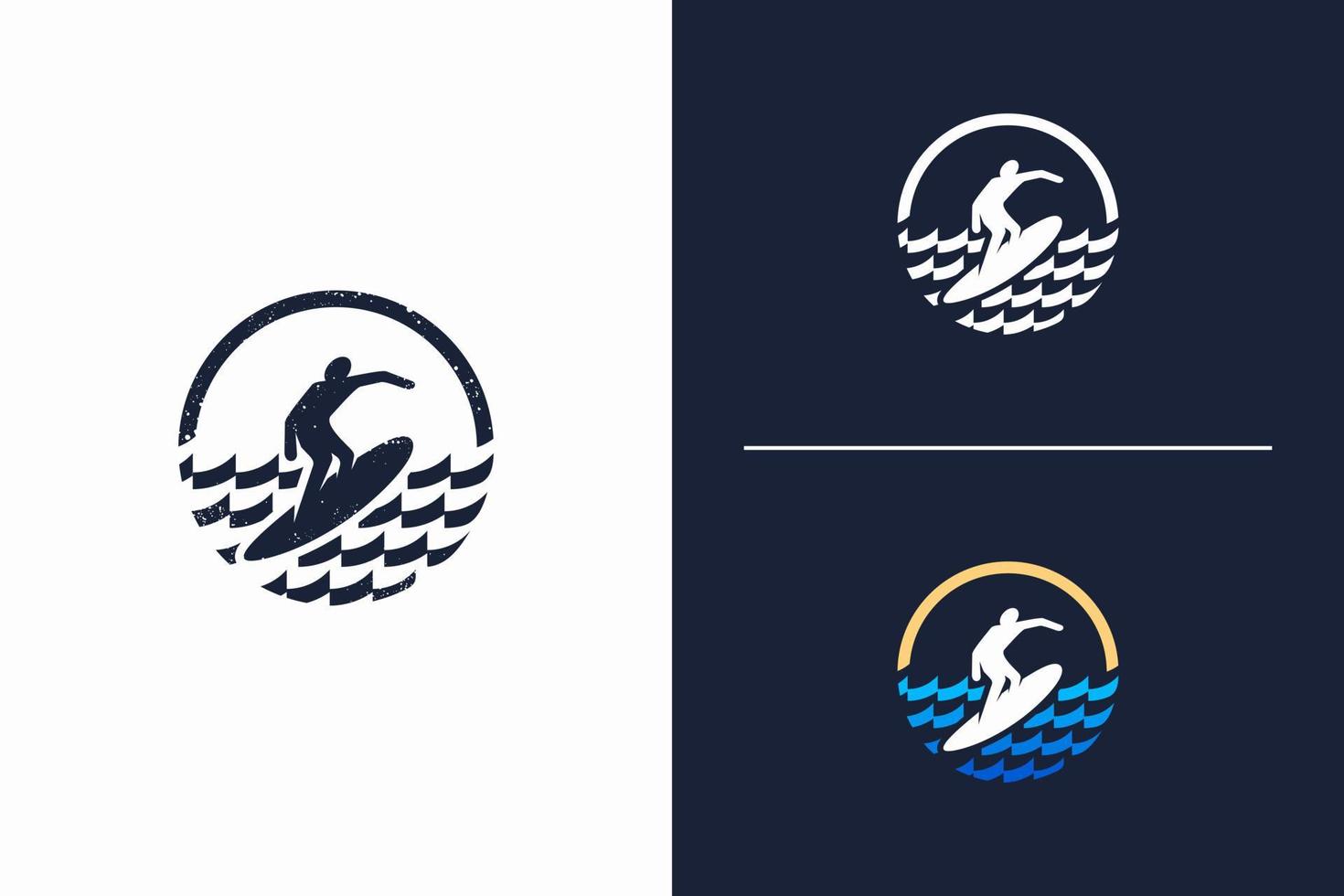 icono del logotipo de surfista con forma de círculo vector