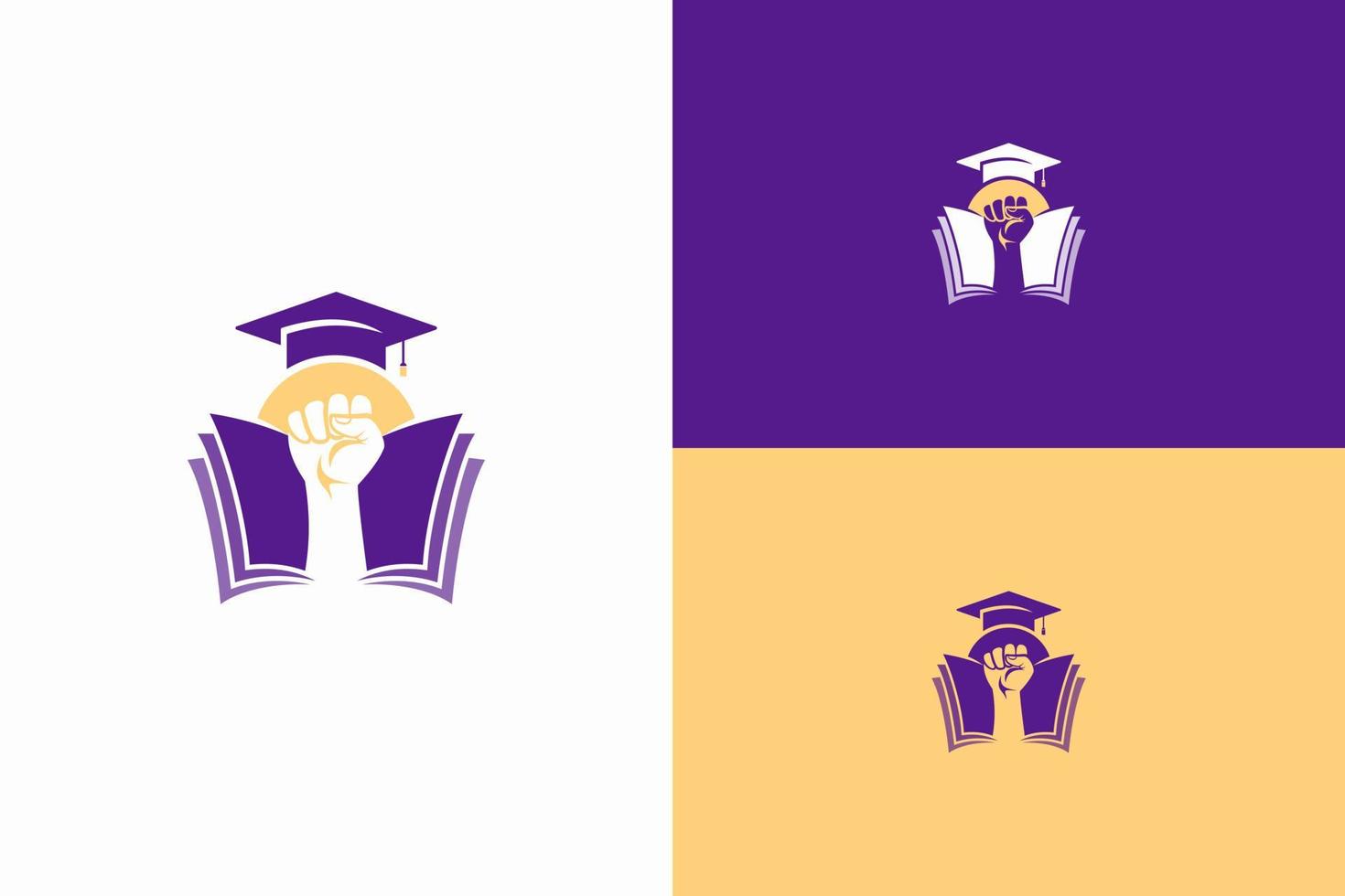 abstract education logo with hand up vector