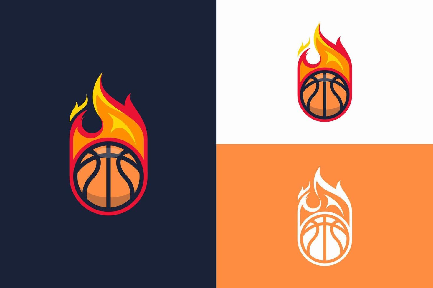 deportes logo fuego baloncesto ilustración vector