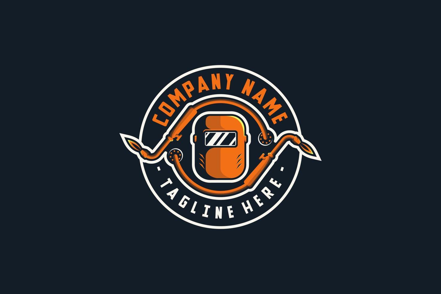 welding helmet logo with circle shape vector