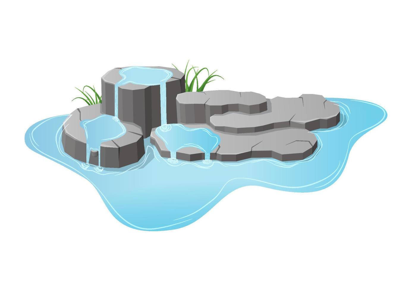 rocky pond with grass vector