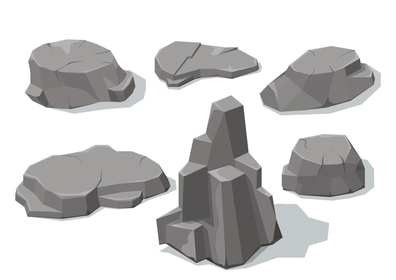rocas y piedras grises elementos de diferentes formas vector