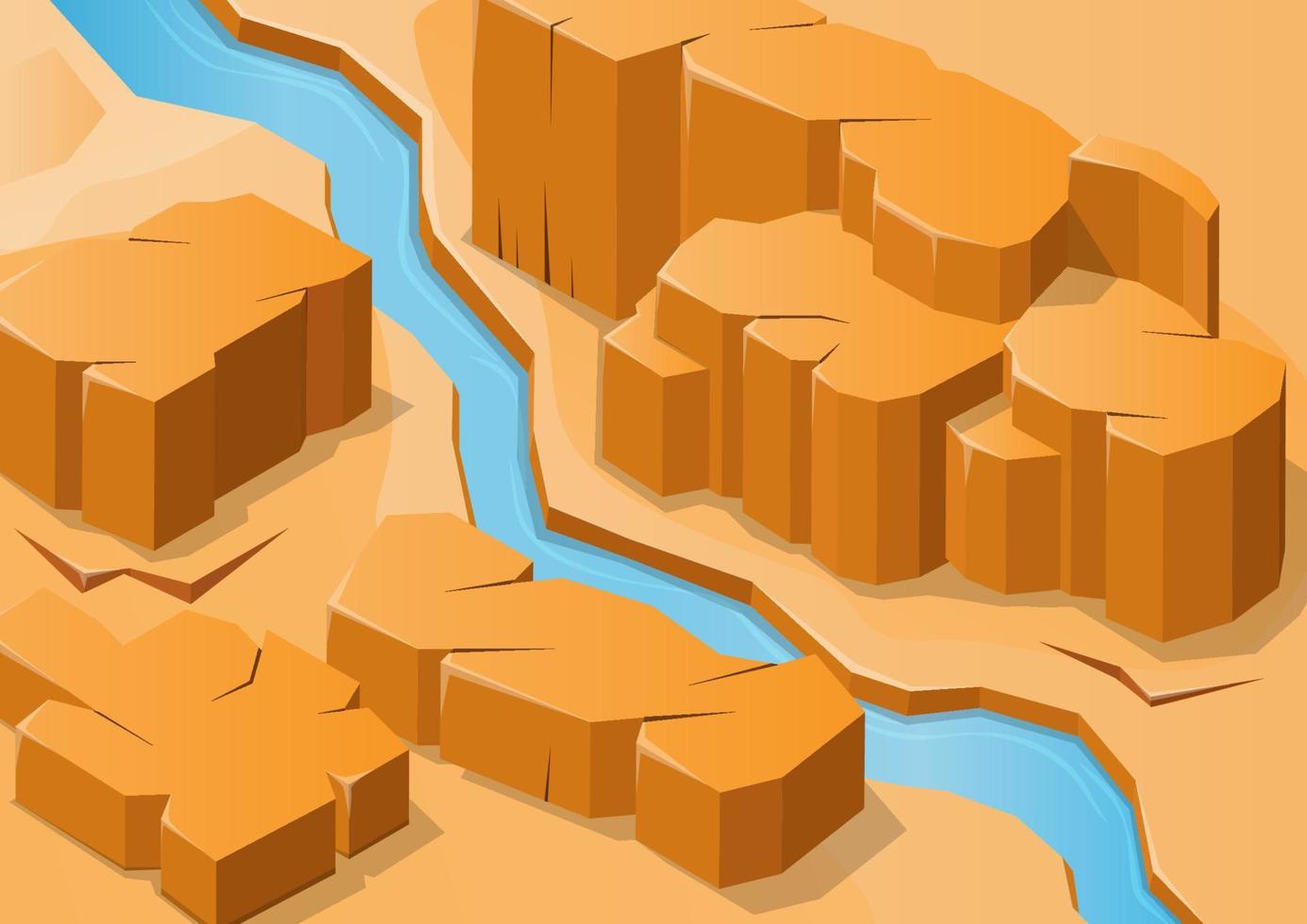 isometric rock mountain in desert vector