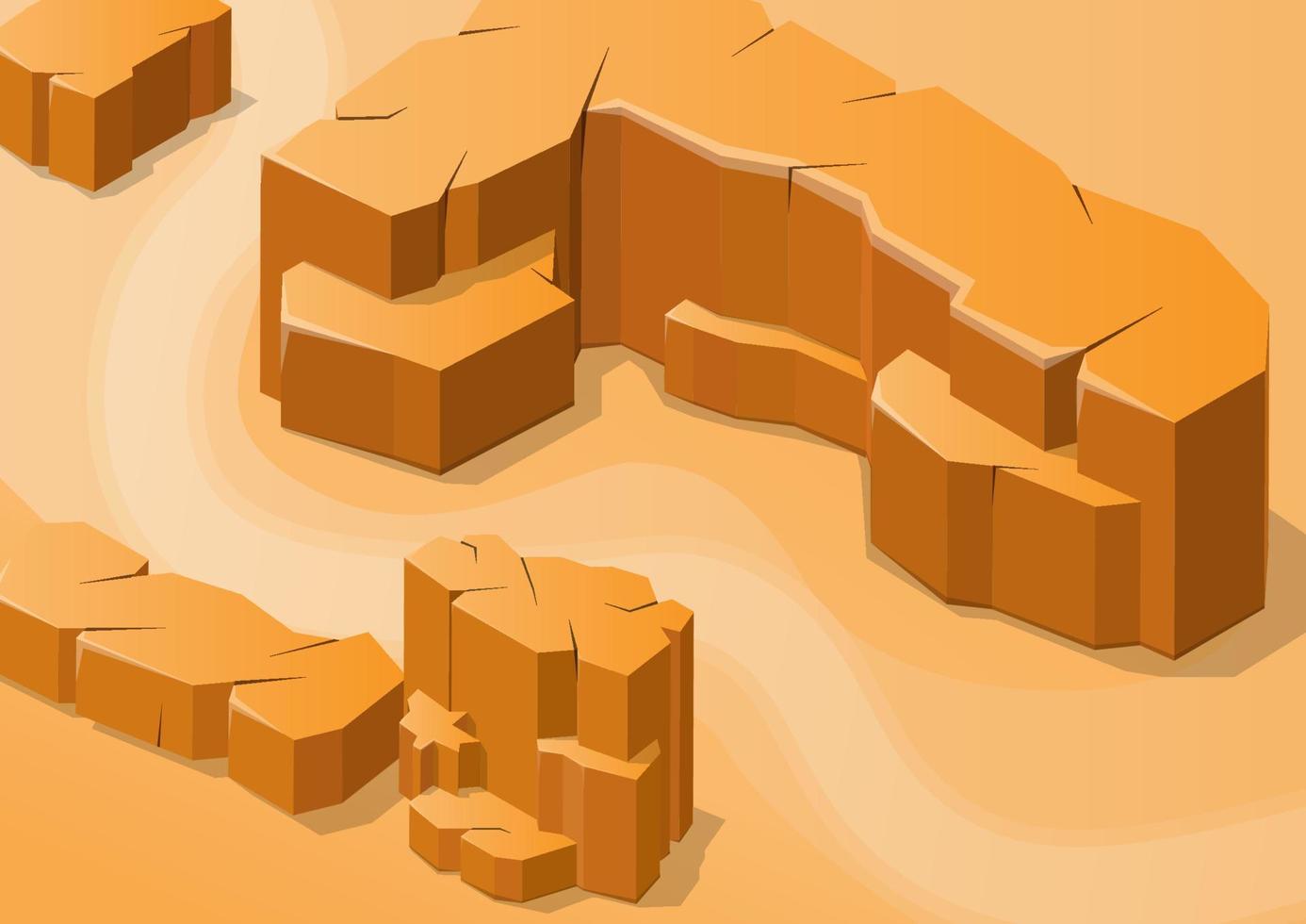 isometric rock mountain in desert vector