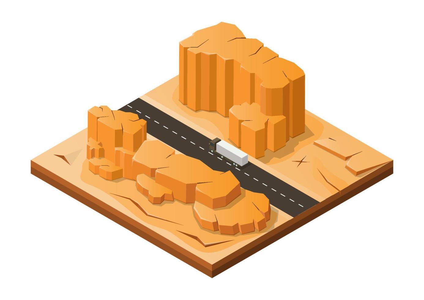 isometric rock mountain in desert vector