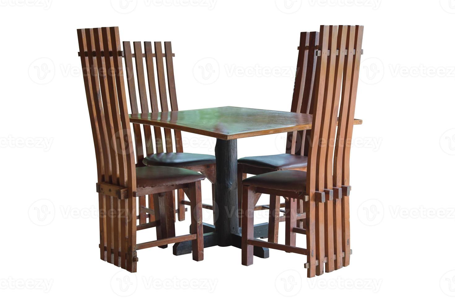 Wooden dining table set isolated. photo