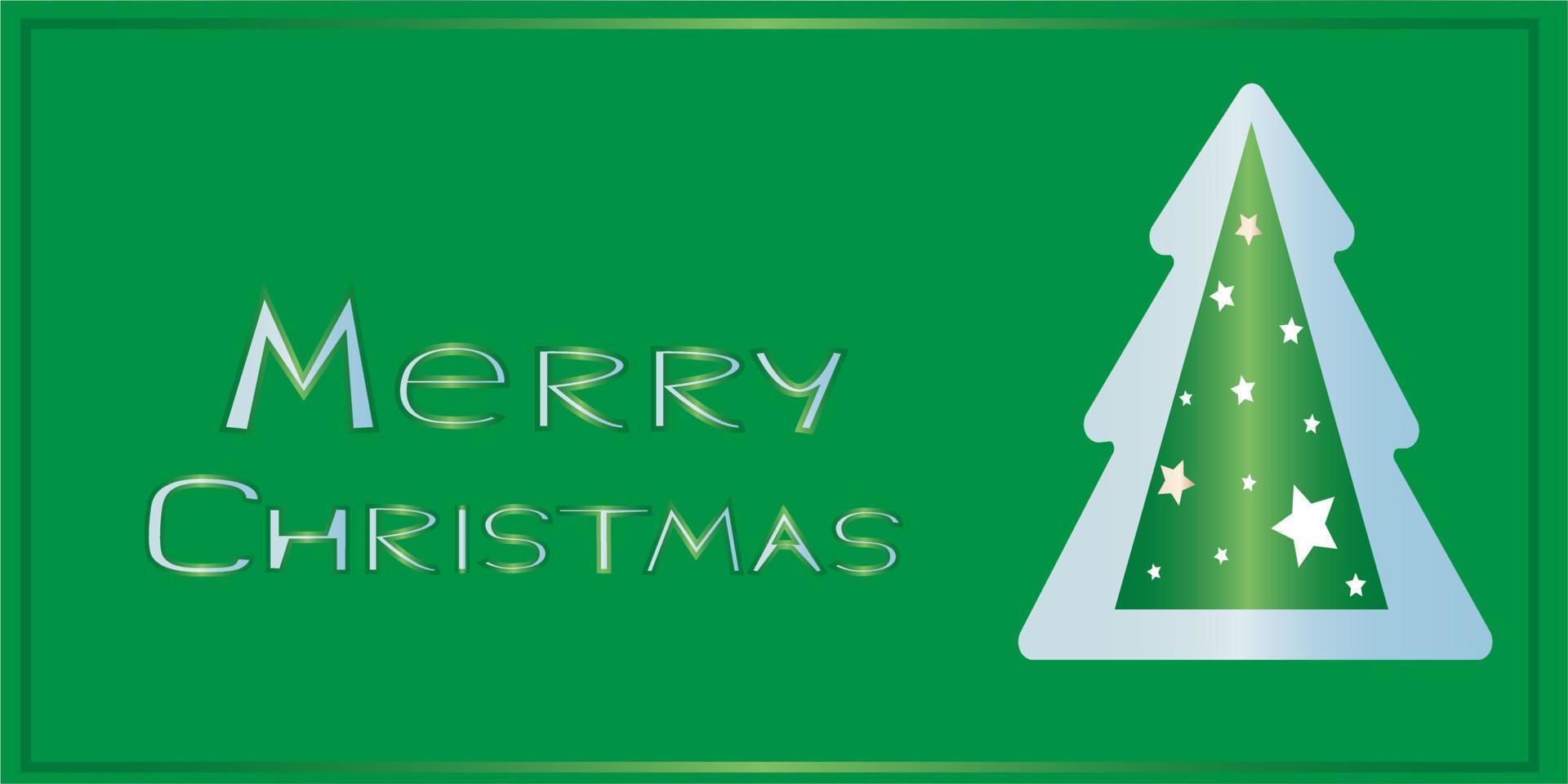 card merry christmas tree on green background minimalism vector