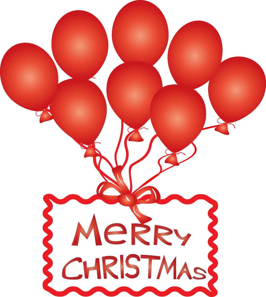 merry christmas card red balloons vector