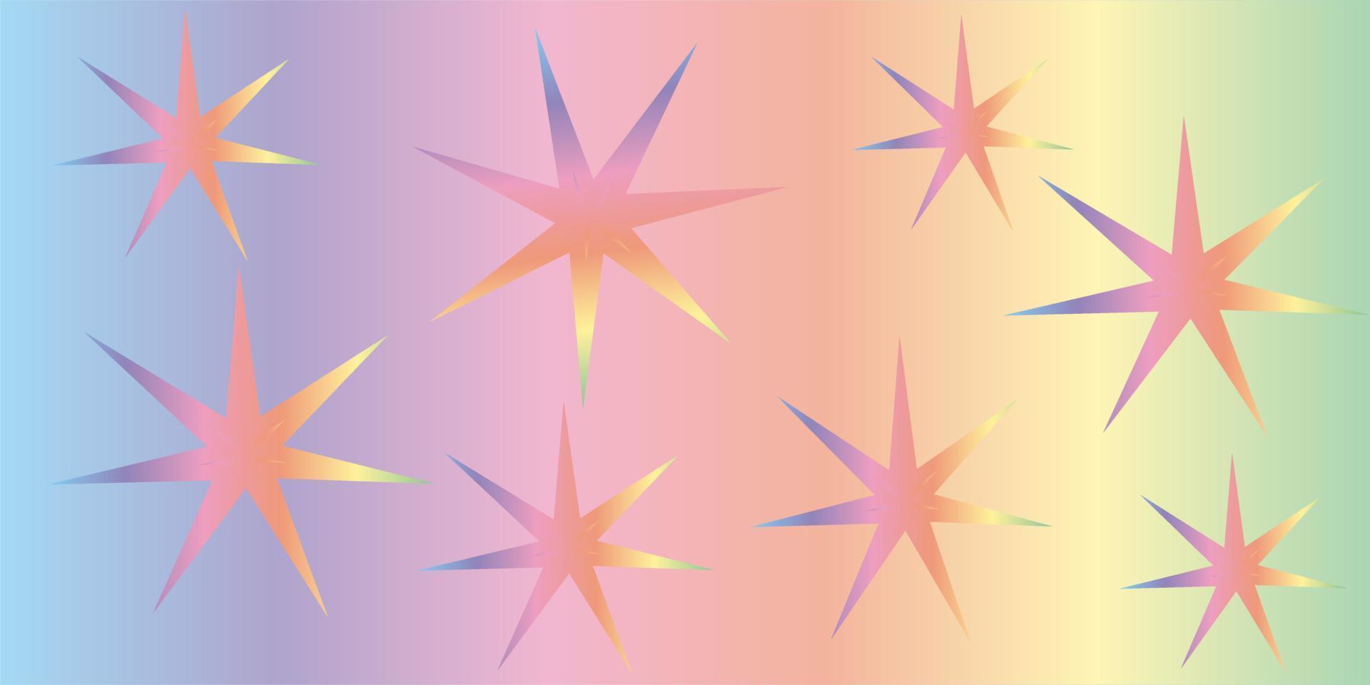 bright stars snowflakes transitions bright colors rainbow gradients vector