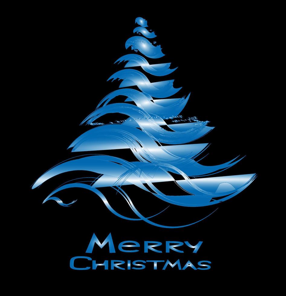 christmas tree blue gradient on black background merry christmas vector