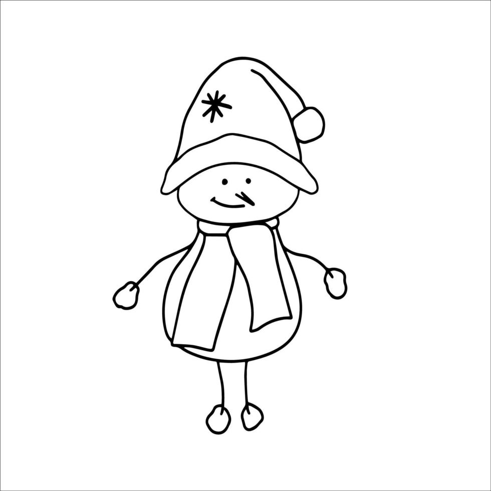 Hand drawn snowman. Doodle vector illustration 14435145 Vector Art at ...