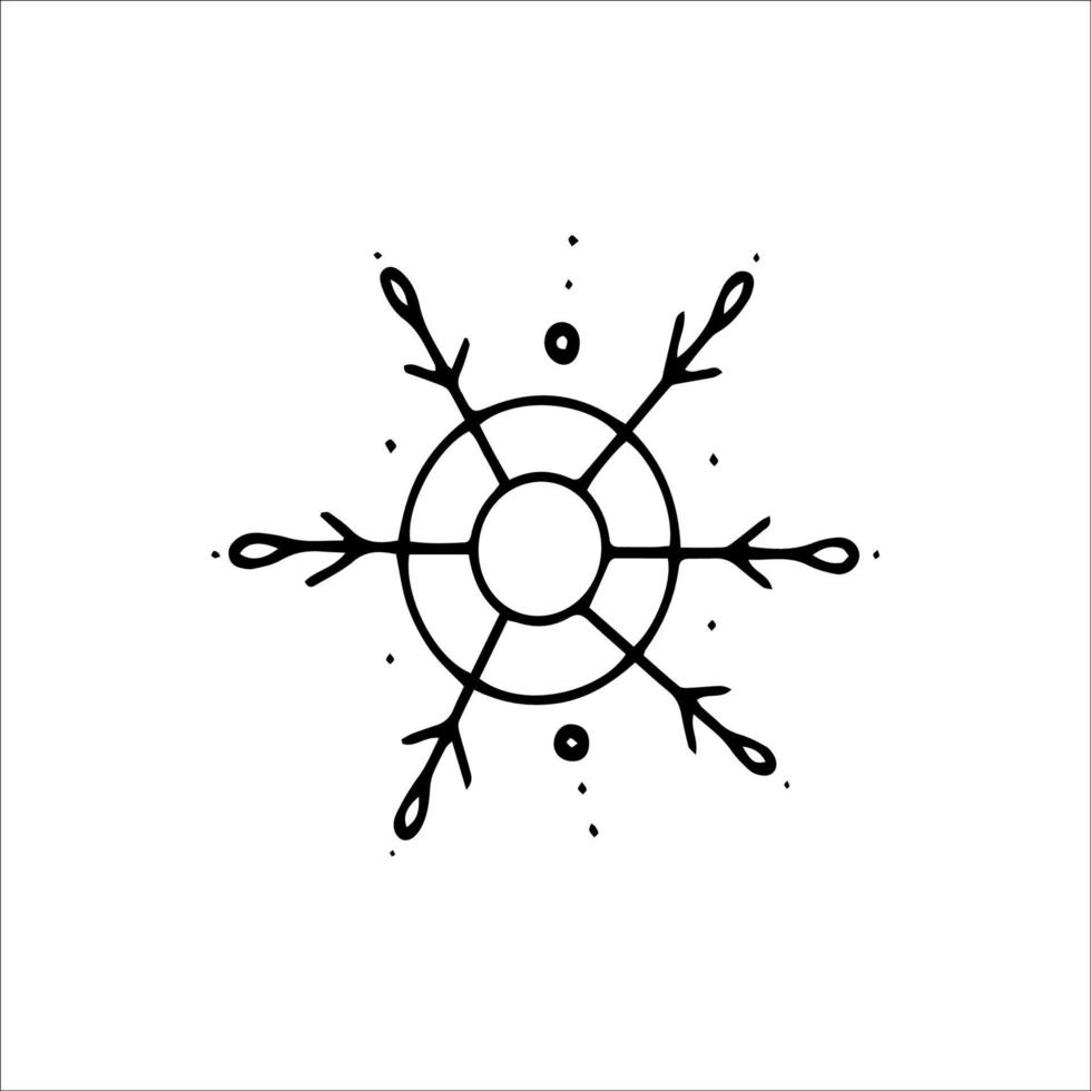 Hand drawn snowflake. Doodle vector illustration