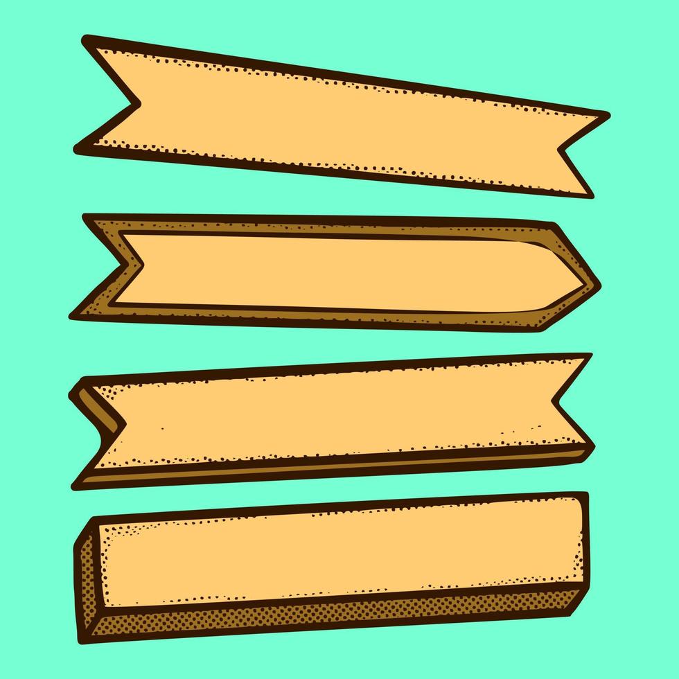 Collection set wooden sign Illustration hand drawn sketch doodle for element design vector
