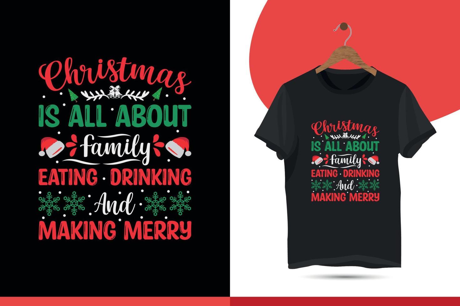 Merry Christmas Typography T-shirt Design Template Bundle. This design also can use in mugs, bags, stickers, backgrounds, and different print items. vector