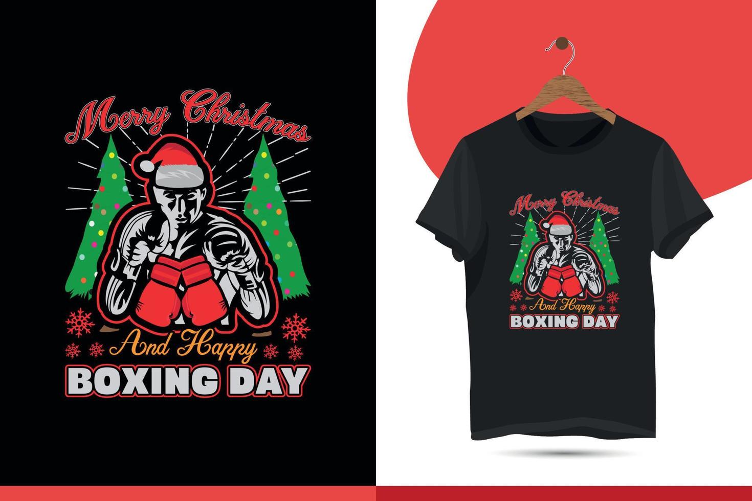 Merry Christmas and boxing day Typography T-shirt Design Vector Template for mugs, bags, stickers, backgrounds, and different print items.