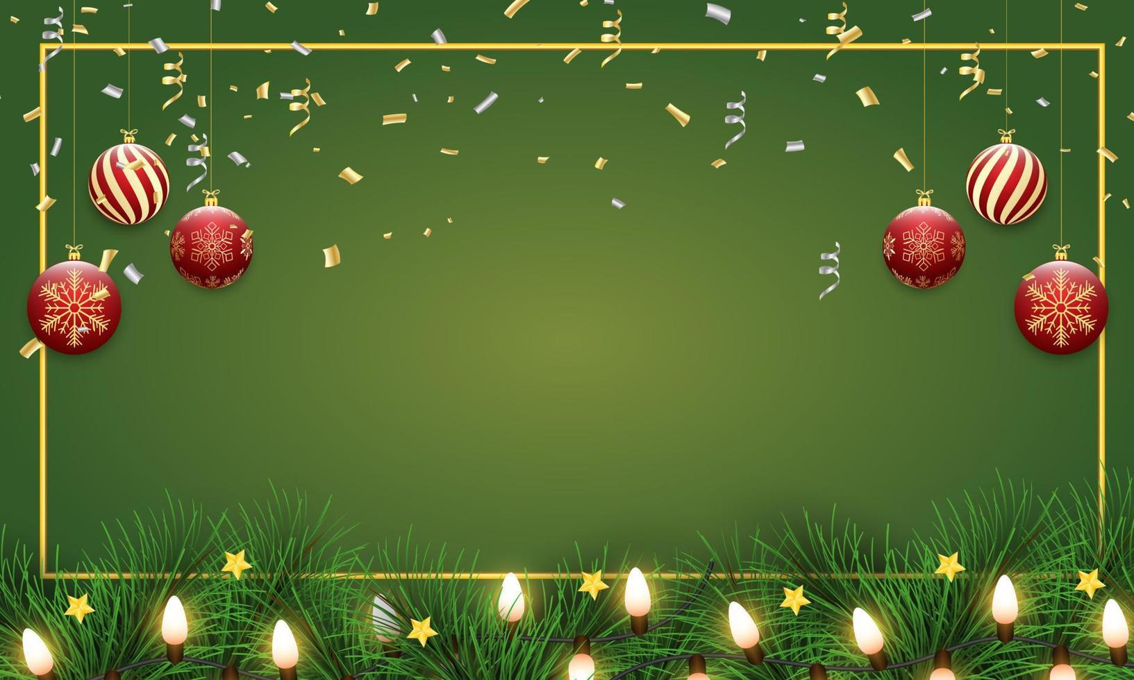 Merry Christmas and happy new year on a green background. Merry