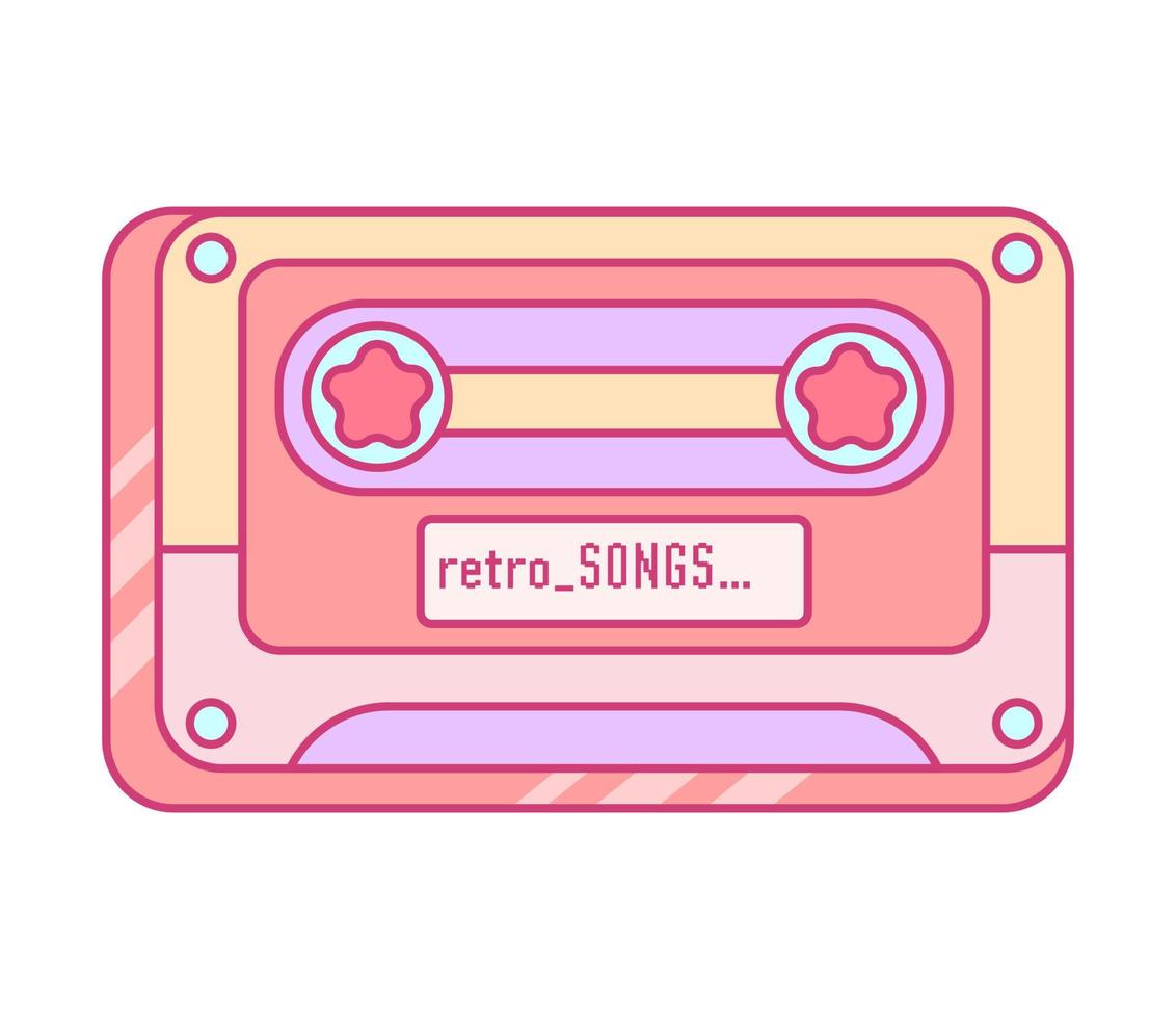 Retro cassette in trendy y2k style. Music vintage tape. Vector illustration