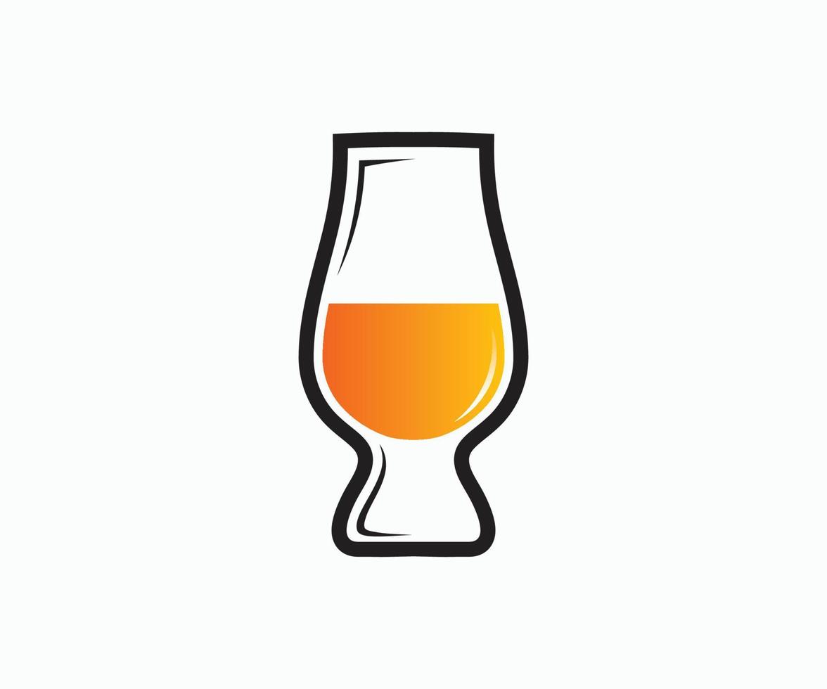 vector del logotipo del vaso de whisky. icono de vector de vaso de whisky. vaso de whisky glencairn.